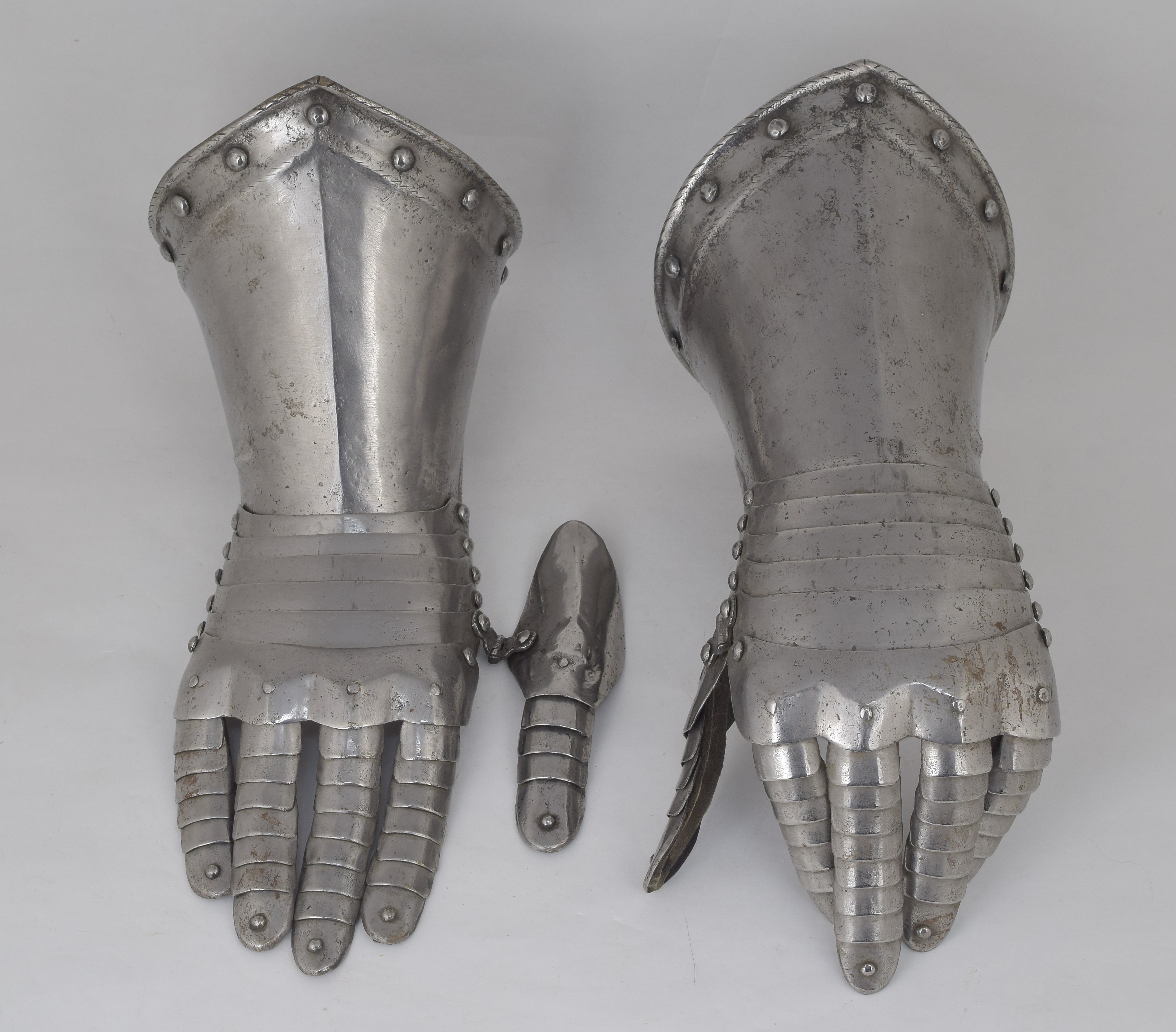 Pair of Gauntlets - A-160-white-one-propped-one-flat