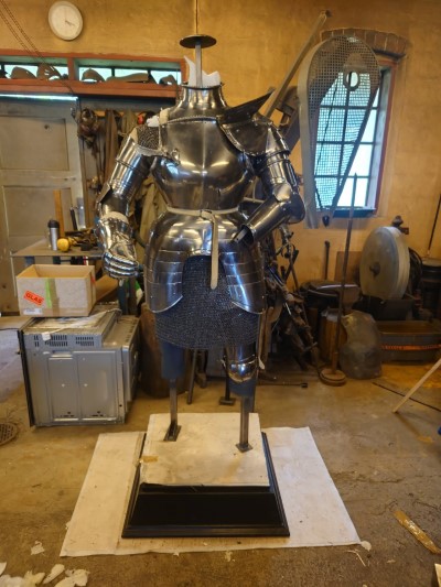 armor stand made of steel pipe and fittings.