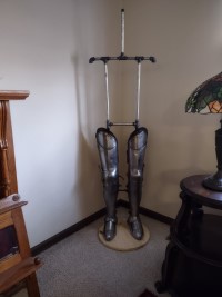 armor stand made of steel pipe and fittings.
