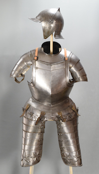 stand for a mid 16th c. black and white armor made for a child